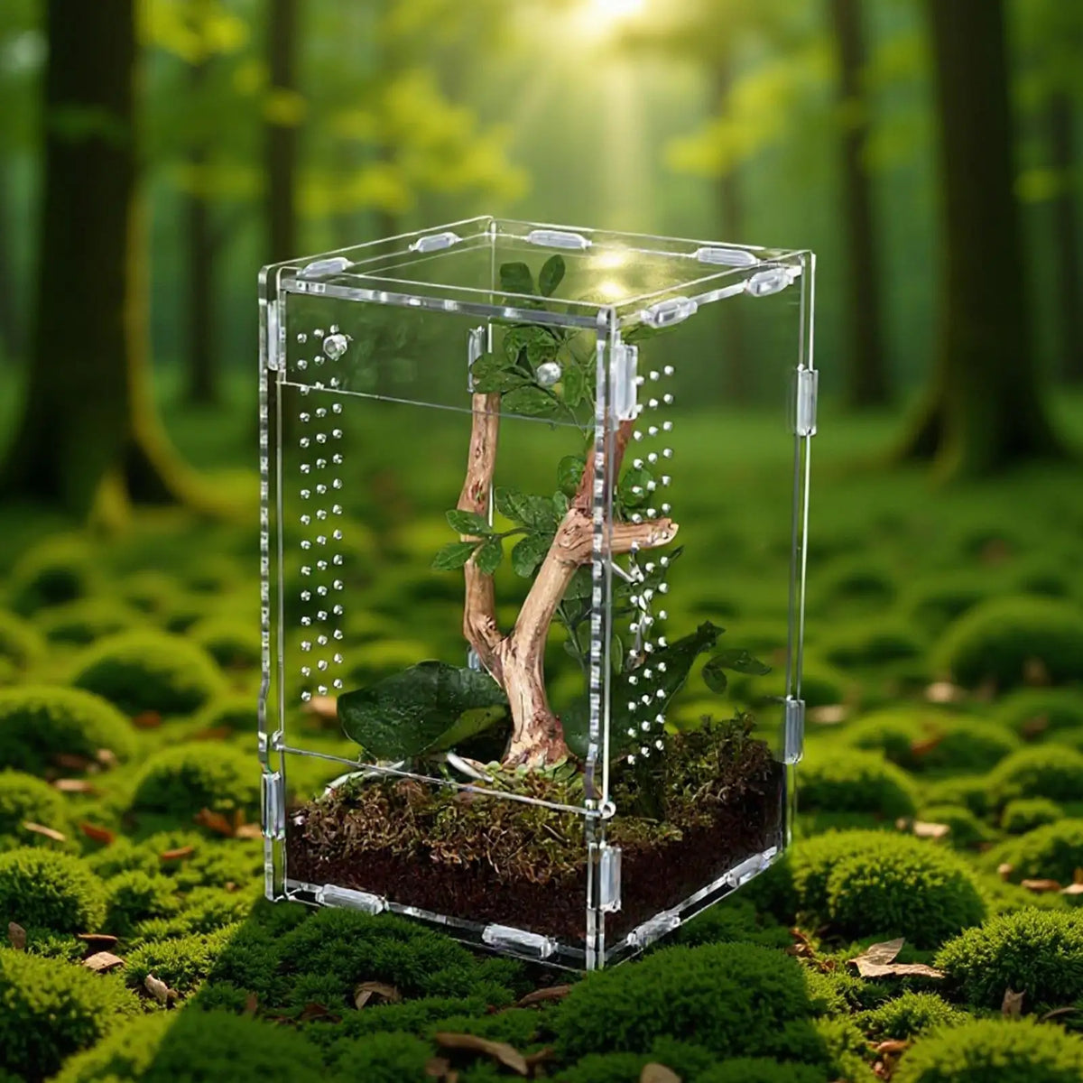 Reptile Enclosure Front Opening Escape Proof Habitat Acrylic Jumping Spider Habitat for Observation Home Pet Store Bedroom