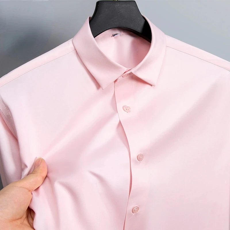 New Anti-Wrinkle Men Shirts Long Sleeve Dress Shirts For Men Slim Fit Camisa Social Business Blouse White Office Shirt S-6XL