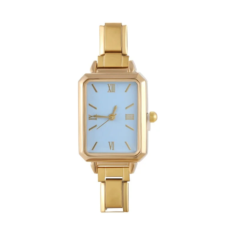 Fashion Colorful Dial Square Stainless Steel Women Watch Head Fit 9mm Bracelet For Party Friend Wife Birthday Jewelry Gifts