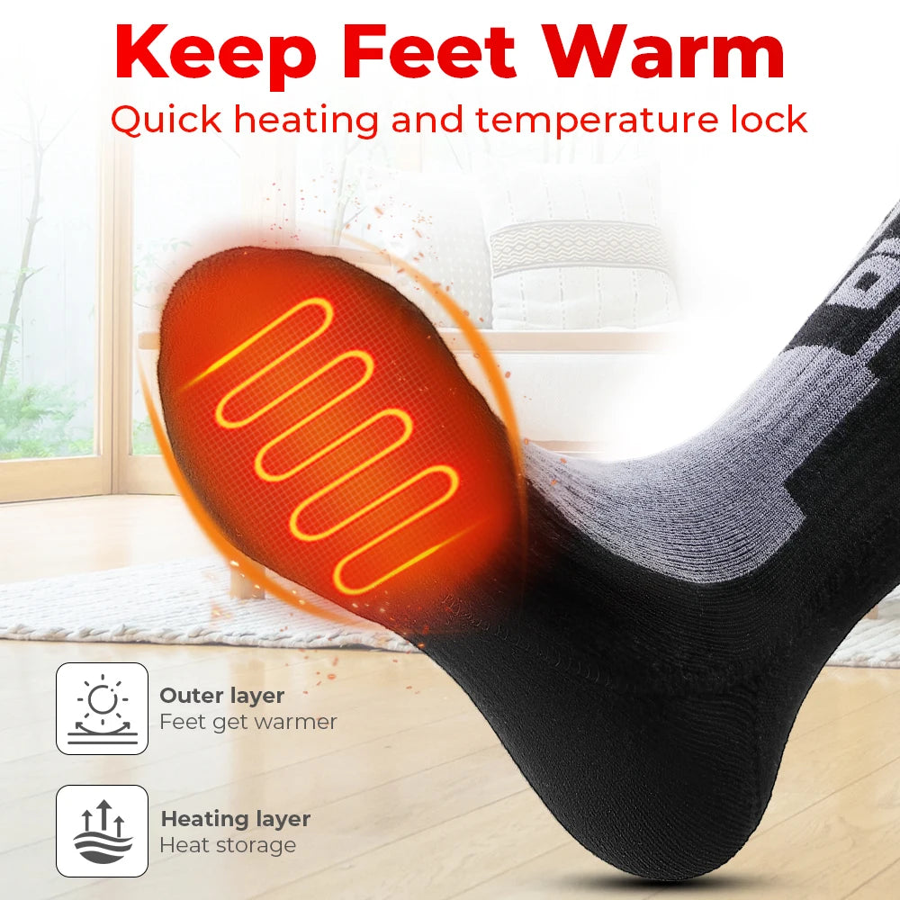 Electric Heating Socks for Skiing Snowboarding Hiking Rechargeable Batteries Thermal Warmer Remote Control Winter Outdoor Sports