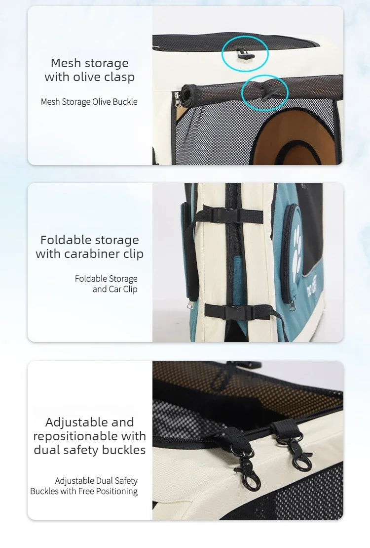 Foldable Large Pet Stroller with Telescopic Handle&Silent Wheels,Breathable Mesh Pet Trolley Cart for Medium Pet Outdoor Travel