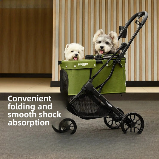 Foldable Pet Stroller Smooth Shockproof Stable Breathable Washable Outdoor Travel Cart for Dogs Cats