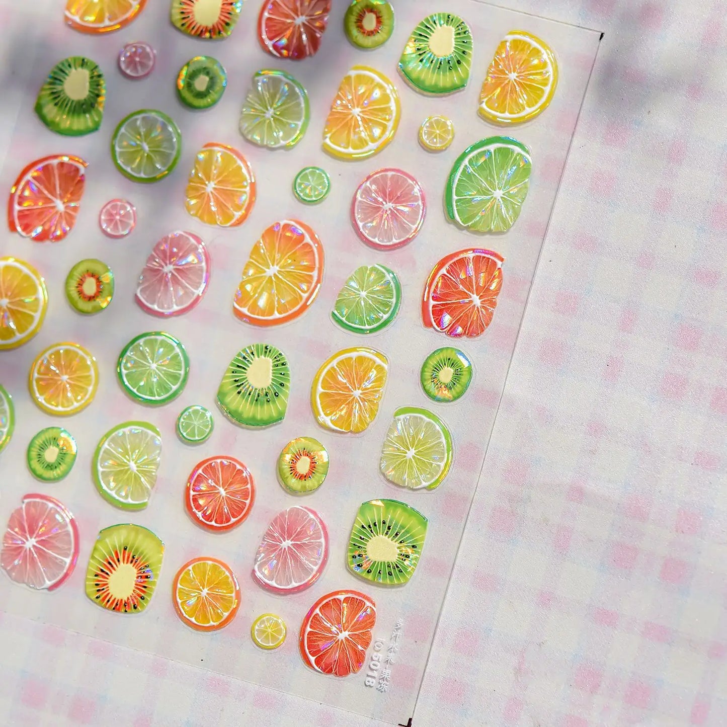 Juicy Red Jelly Tomato Nail Art Sticker Cute Bowknot Glitter Star Kawaii 5D Fruit Self Adhesive Nail Art Decals for Summer DIY