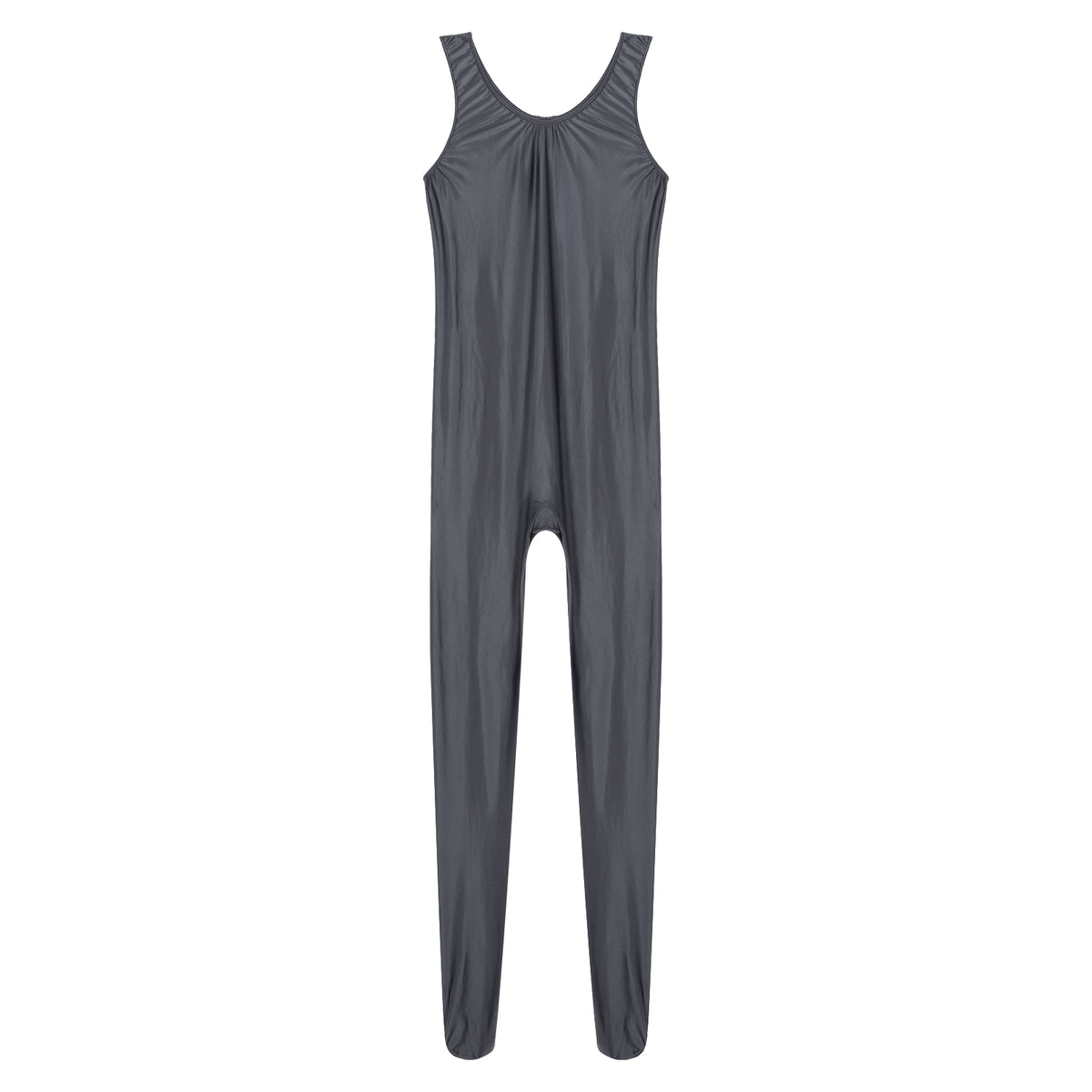 Women's Sleeveless Full Body Bodysuit Glossy Jumpsuit Gymnastics Fitness Swimming Leotard Pole Dance Costume Clubwear Lingerie
