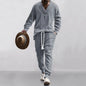 2025 Cross-border New Men's Casual Trousers V-Neck Versatile Jacquard Knitted Sweater Set