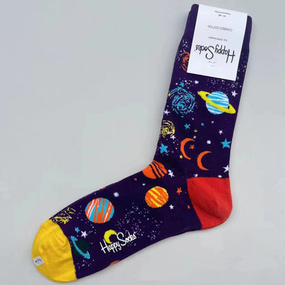 Happy Socks Men's Mid-tube Socks Four Seasons Pure Cotton Classic Socks SIZE 41-46