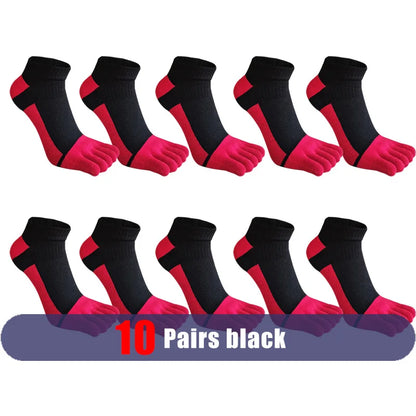 1/5 Pairs Summer Toe Ankle Socks Cotton Colorful Mesh Breathable Shallow Mouth Sweat-Absorbing Deodorant No Show 5 Finger Socks
