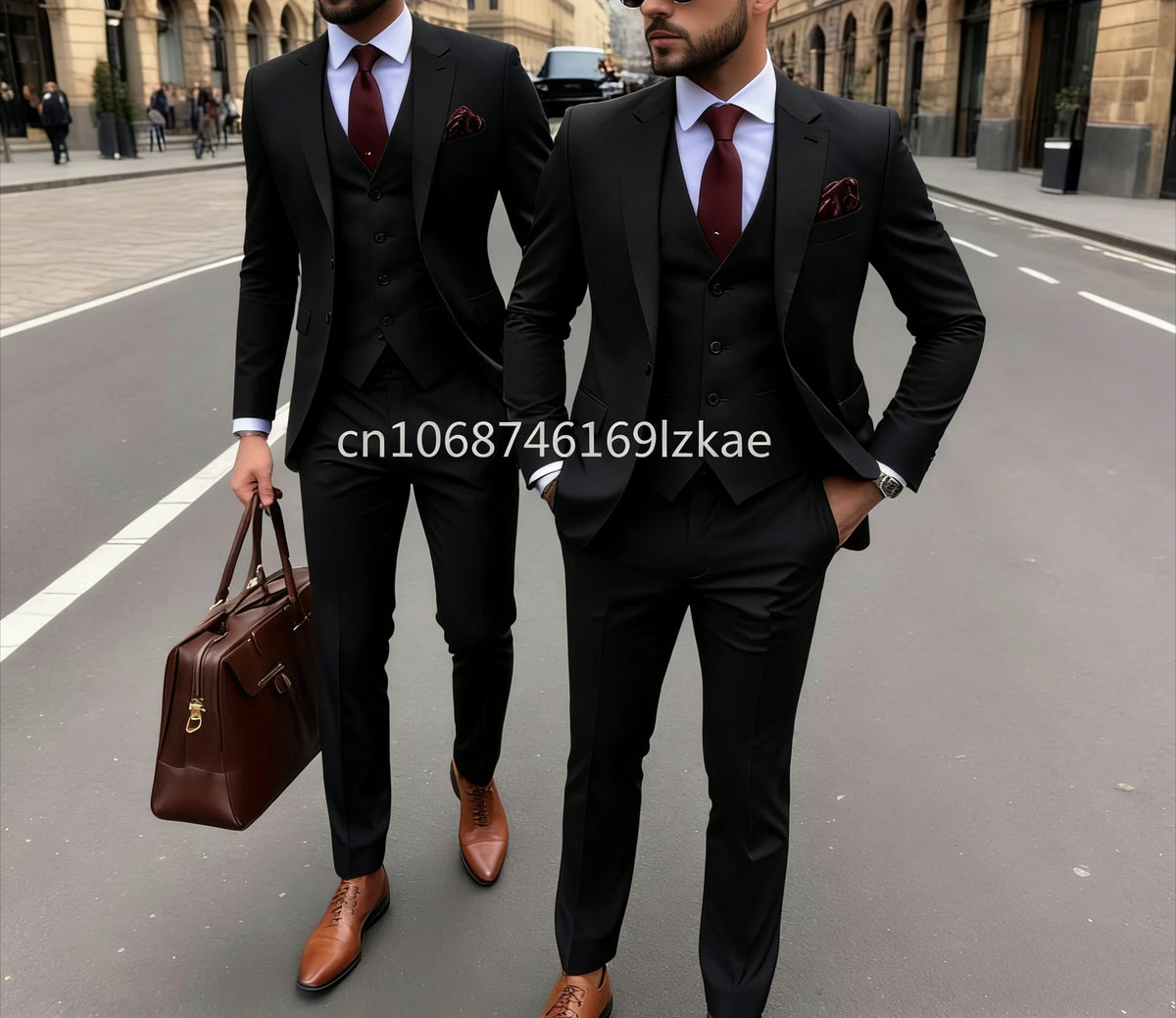 Men's 3 Piece Suit Yellow  Slim Fit Elegant Casual Business Office 3pcs