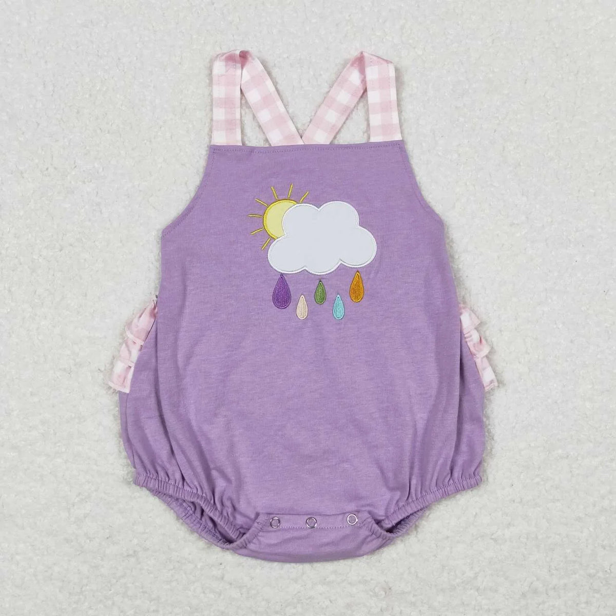 Wholesale Baby Girl Newborn Birthday Balloons Romper Bubble Embroidery Pink Plaid Bows Jumpsuit Kids Toddler Summer Clothes