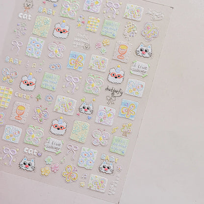 Colorful Water Bubble 5D Nail Art Stickers Goldfish Koi carp Dreamy Polarized Dreamlike Self Adhesive Delicate Manicure Decals