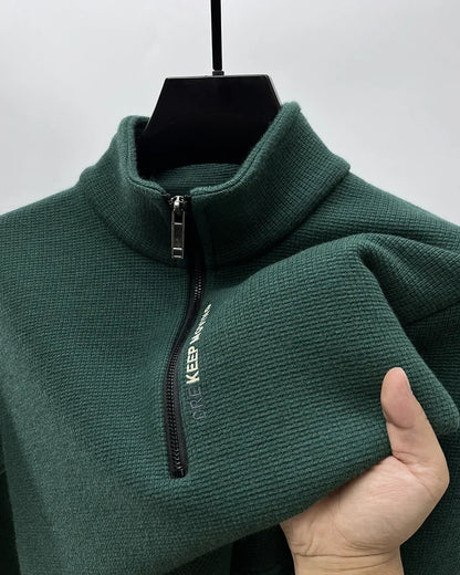 Men's Knitwear Solid Color Chunky Half Zipper Thickening Sweater Warm Sweater Fashion Luxury Men's Clothing Turtleneck Sweater