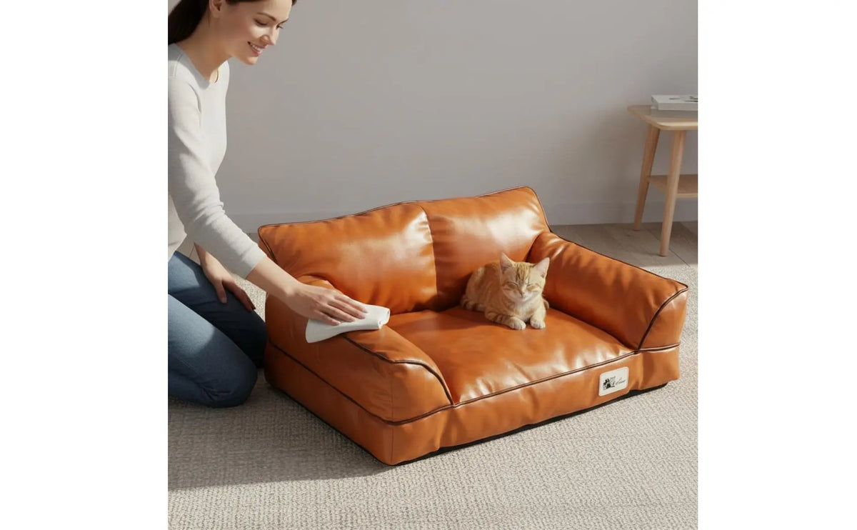 Leather Pet Sofa Bed Non-Stick Hair Cat Sofa for Felines