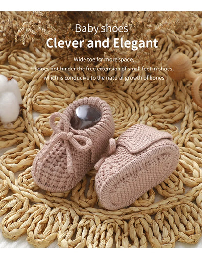Baby Shoes Knitted Infant Child Bed Footwear 0-18M Cute Turn-down Breathable Newborn Boys Girls Walk Boots Fashion Solid Bandage