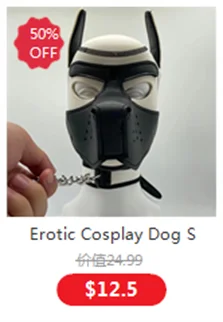 Dog Cosplay Costumes of Leather Restraints Collar and Half Face Mask with Fetish Gloves for Couples Bdsm Slave Bondage Flirting