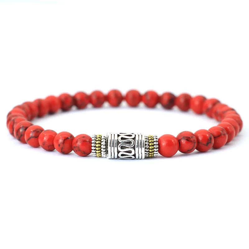 Minimalist 6mm Natural Stone Bracelet Unisex Sanskrit Yoga Meditation Beaded Braclet Lucky Red Braslet Tibetan Buddhist Pulseira