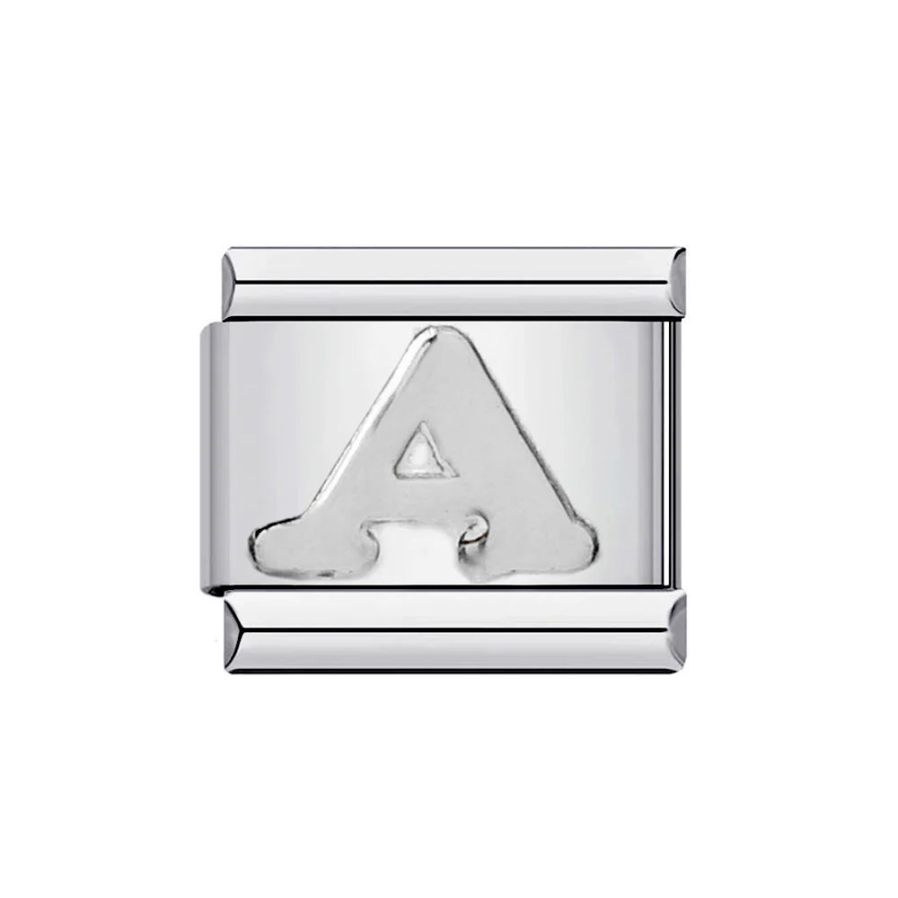 26 English A-Z Letter Name Custom 9mm Link Charms Silver Color Italian Stainless Steel Bracelet DIY Jewelry Making Hand Chain