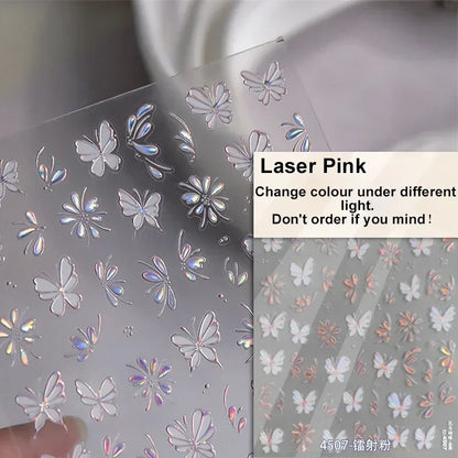 Jelly Butterfly 5D Nail Art Sticker Rhinestone Crystal Charming Shiny Insect Animals DIY Self Adhesive Decoration Manicure Decal