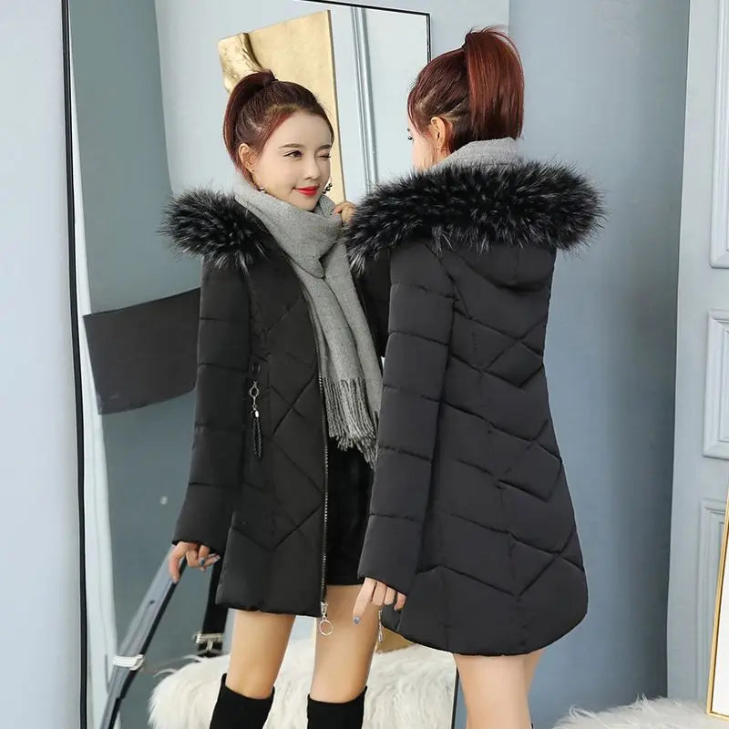 Winter New Fashion Long Cotton-padded Coat Womens Casual Hooded Parkas Womens Winter Jacket Coat Down Jacket Female