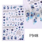 Black and White Love Flowers Line Art 3D Stickers Nail Decals Nail Art Accessories Butterfly Rose Nail Stickers Nail Sliders
