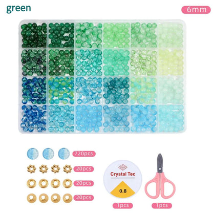 Glass Beads 24Colors 6mm Bracelet Making Kit Jewelry Supplies Tool DIY Handmade Crystal Glass Beads Elastic String Charm Spacers