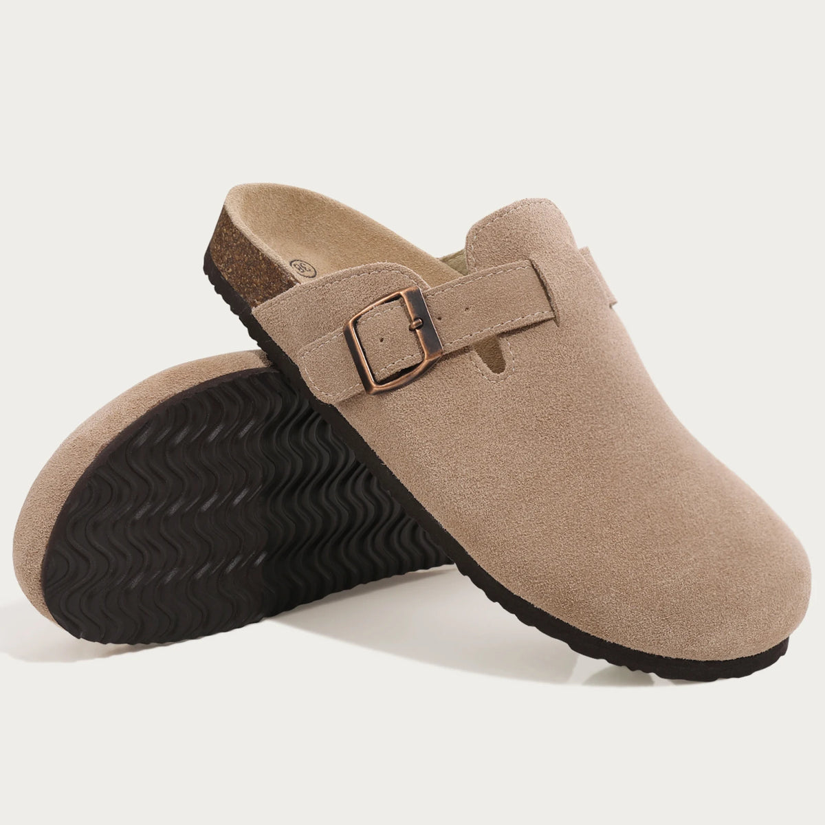 Shevalues Men's Suede Clogs Soft Leather Mules Men New Summer Men Cork Sandals Comfort Slip On Unisex Clogs With Arch Support