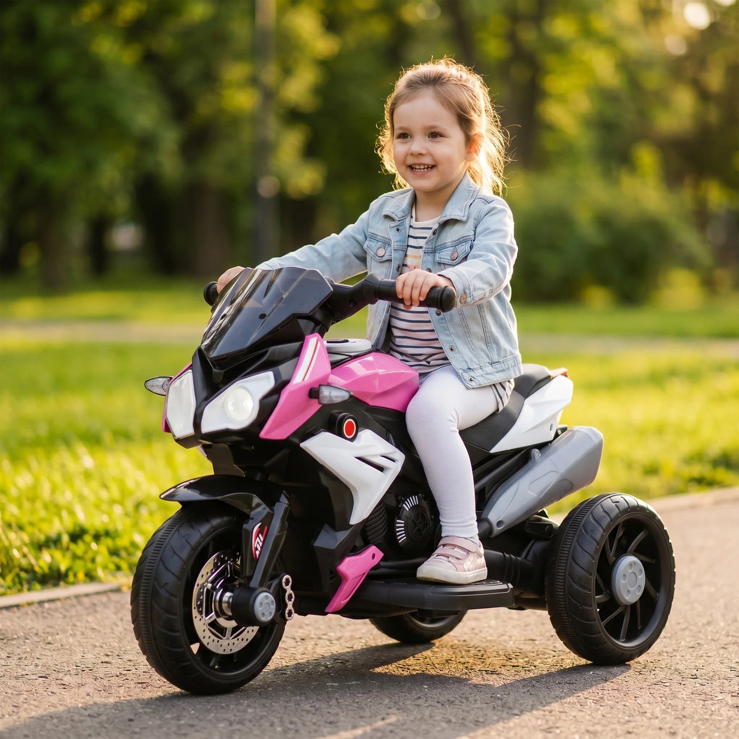 3-wheel electric motorcycle for children, 6V, electric motorcycle for kids aged 3 to 5, with lights and sounds, 86x42x52cm, load capacity: 25 kg