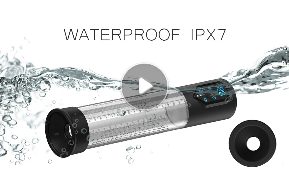 IPX7 Waterproof Electric Penis Pump for Enlargement Man Vacuum Pump Enlargement Extend Pump 4 Suction Levels 2 Silicone Sleeves