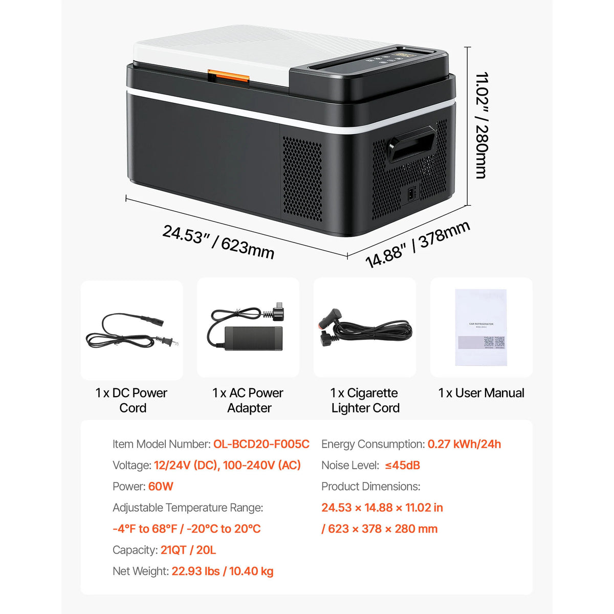 SucceBuy 15L - 55L Car Refrigerator Mini Fridge Freezer Portable Compressor Cooler DC 110-240V Ice Box for Camping RV Travel