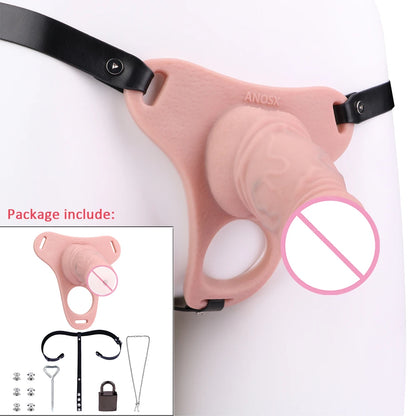 ANOSX Multi-styles Penis Sleeve Realistic Dildo Sheath Silicone Male Chastity Cage With Lockable Secure Chastity Belt BDSM Toy