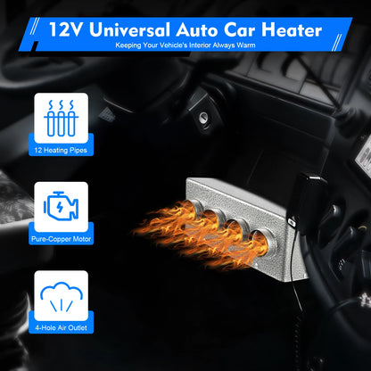 12V 4Way Truck Heater, 8A RV Heater Car Engine Hot Coolant Auto Car Heater, Fast Heating for Cars, Trucks, Ships