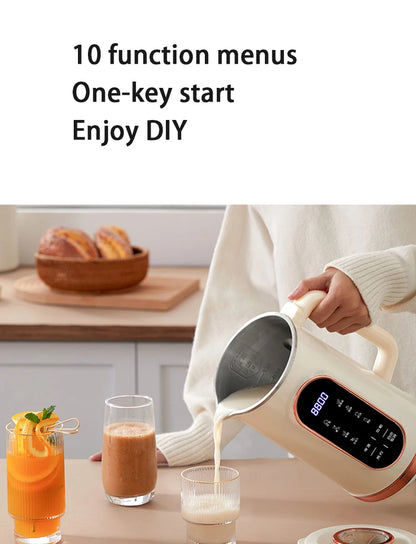 1500ml Soy Milk Machine Electric Juicer Blender Mixer Soybean Milk Maker Wall Breaking Machine 10-leaf Blade Breakfast Machine