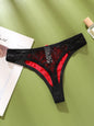 Sexy Women's G-String Panties Transparent Mid-Low Rise Ladies Underwear Color-Block Female Intimates Lingerie