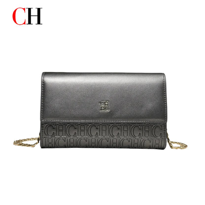 CH Women Crossbody Bag Splicing Letter Print Metal Chain Shoulder Purse PU Leather Flap Small Ladies Evening Clutch Handbag Gift