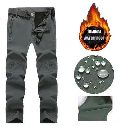Men Winter Autumn Fleece Waterproof Cargo Pants Hiking Camping Softshell Climbing Casual Warm Tactical Military Combat Trousers
