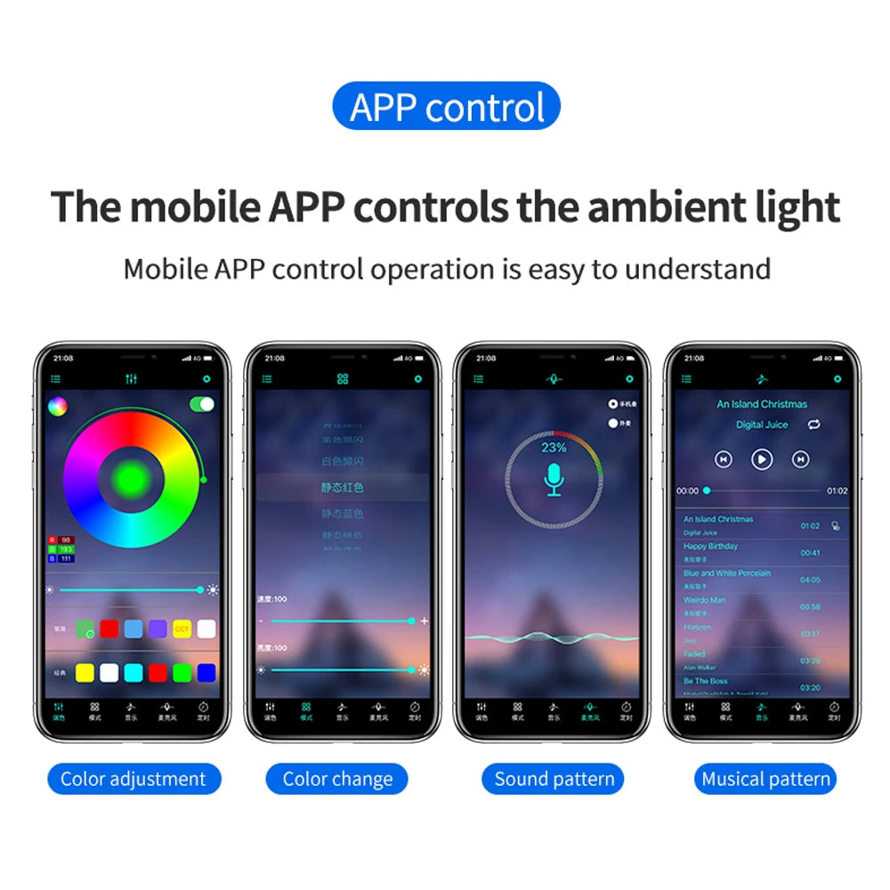 Neon 36 48 72 LED Car Interior Ambient Foot Light Kit Backlight Remote App Music Control Auto RGB Atmosphere Decorative Lamp