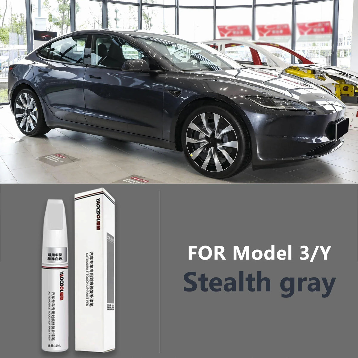 Suitable for Tesla Model 3 Y X S Automotive Paint Repair Pen Pearl White Clearcoat Pen Paint Repair Set Wheel Hub Silver