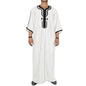 2024 Traditional Embroidery Men's Moroccan short sleeve Thobe Jubba Kandora Dishdasha robe Islamic dress Ramadan abaya