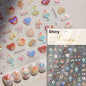 5D Cute Rabbit Love Heart Peach Blossom Flower Yellow Nail Art Stickers Bowknot DIY Self Adhesive Rhinestone Manicure Decals