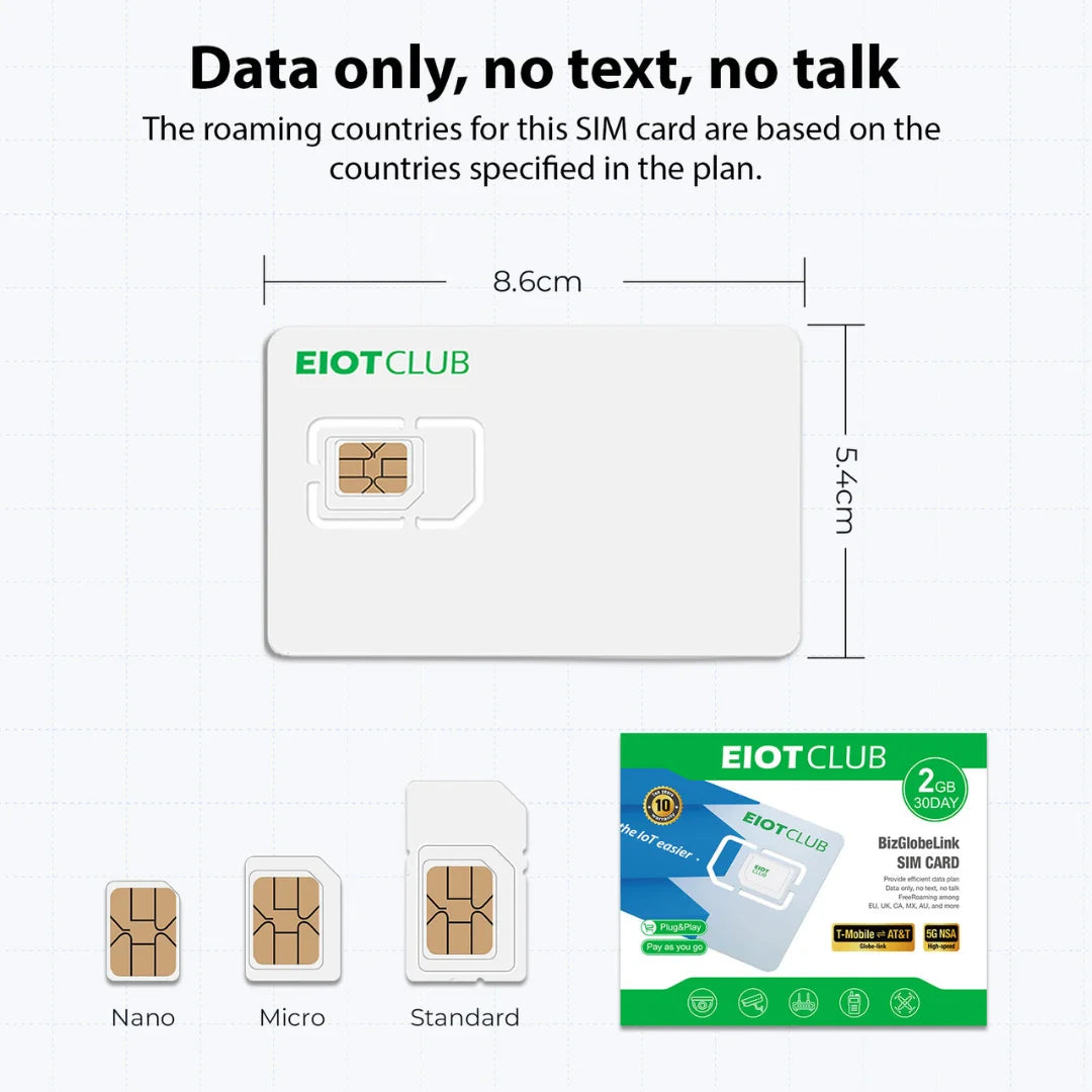 EIOTCLUB Prepaid Europe SIM Card - 2GB 30DAY, Coverage in 40+Countries Including The US, Europe, Australia, New Zealand, Turkey