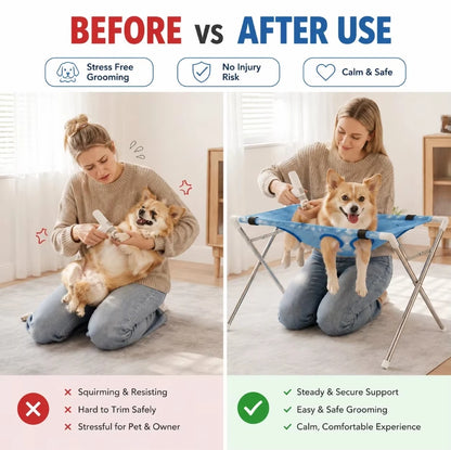 Pet Grooming Hammock Stand Foldable Cat Dog Bathing Rack Quick Dry Mesh Nail Trimming Holder for Small Medium Pet
