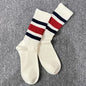 Men's Striped Basketball Medium Tube Socks Vintage Unisex female Couple Cottons Japanese Thick Towel Bottom male Sports Socks