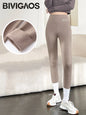 BIVIGAOS Women's Autumn Winter High Waist DE Velvet Leggings Thick Spontaneous Hot Warm Leggings Slim Elastic Leggings