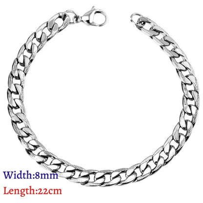LUXUKISSKIDS Stainless Steel Couple Men/Woman Bracelets Fashion Curb Cuban Link Chains On Hand Rock Bracelet Wrist Jewelry Gifts