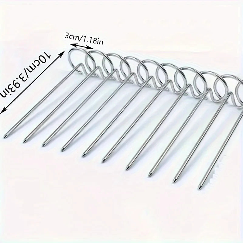 10pcs Air Fryer Oven, Vertical Grill, Skewer Grill, Universal Accessories, Food Grade 304 Stainless Steel Special Baking Needle