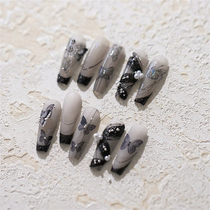 1pcs 5D Japanese Black Butterfly Nail Art Stickers Glitter Shiny Kawaii Self Adhesive Manicure Decorations Tool Decals Accessory