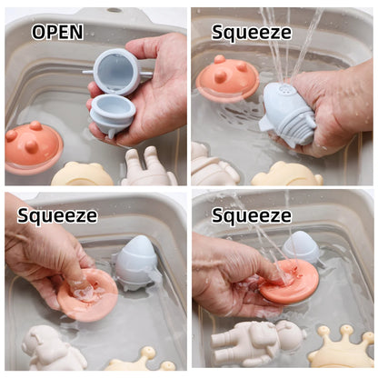 Baby Bath Toys Animal Silicone Cartoon Astronauts Play With Water Toys No BPA Swim Bathroom Baby Silicone Sprinkler Bathtub Toy
