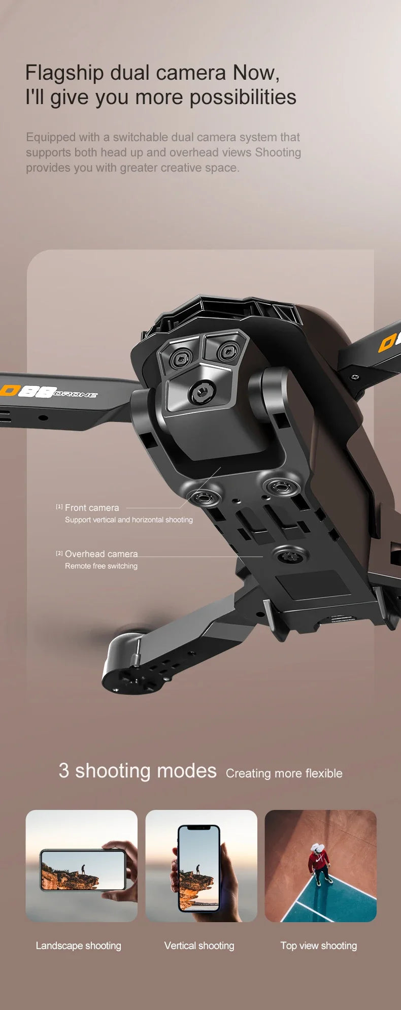 Lenovo D88 Drone 8K Aerial HD Dual Camera Photography Optical Flow Hovering Gesture Shooting Folding Brushless Power GPS Drone