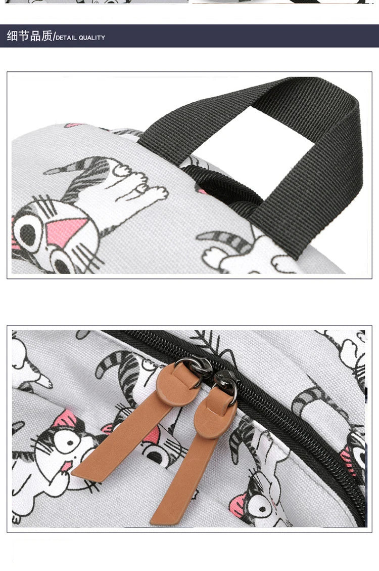 Cute Cat School Bags For Teenage Girls Students Backpack Waterproof Book Bag Travel College Laptop Backpack