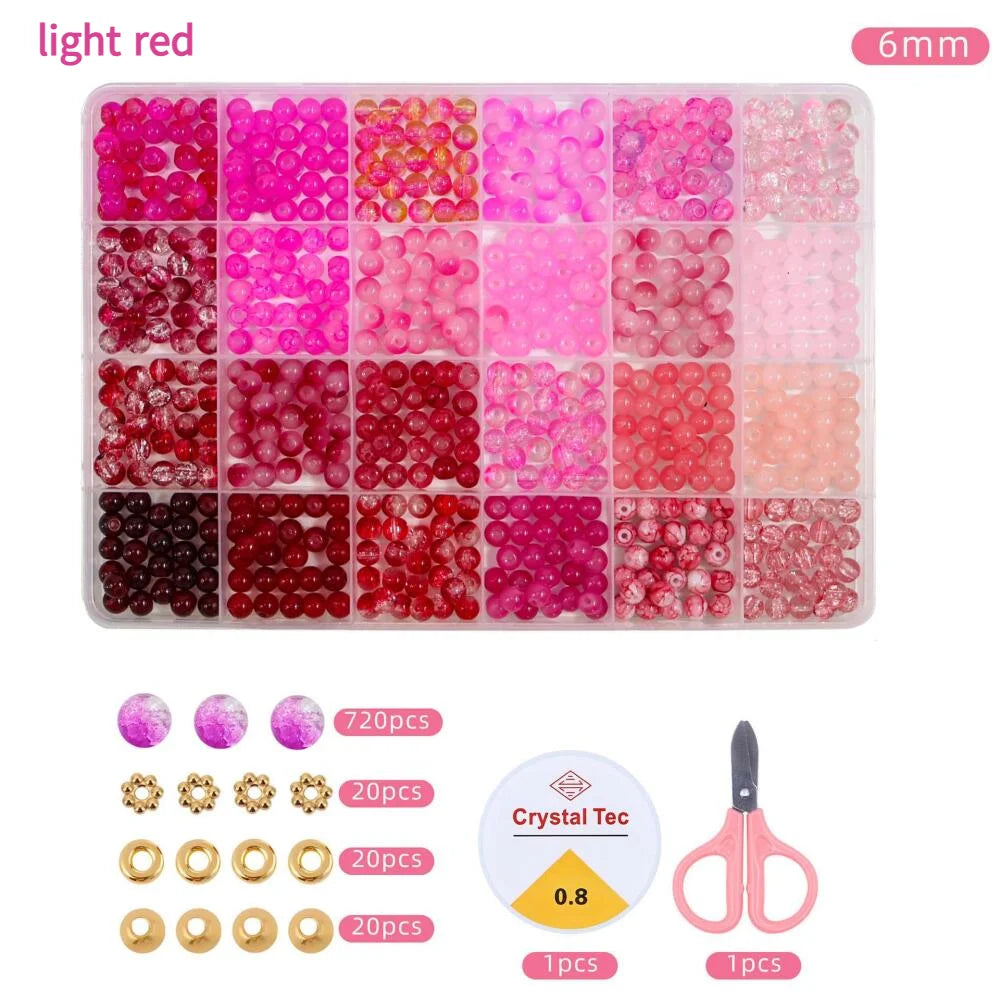 Kids' Beads and Jewelry Making Kit Necklace Bracelet Diy Beads 6mm Glass Beads Loose Beads Bracelet Jewelry Accessories Toys Kid