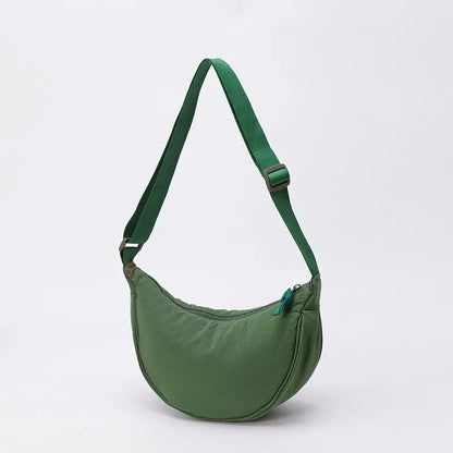 Nylon fabric zipper crossbody bag for men and women, crescent-shaped dumpling bag under the armpits, large capacity